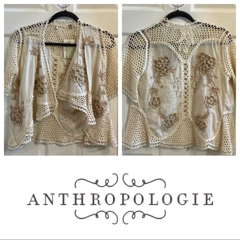 Anthropologie Crochet & Embroidered Top
